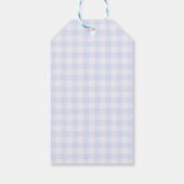 Klassieke Blauwe Gingham Baby Shower Cadeaulabel (Achterkant)
