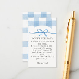 Klassieke Blauwe Gingham Boeken Voor Baby Jongensf Informatiekaartje