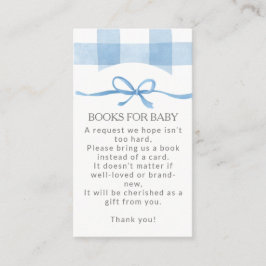 Klassieke Blauwe Gingham Boeken Voor Baby Jongensf Informatiekaartje