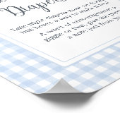 Klassieke Blauwe Gingham Late Night Luiers Poster (Hoek)