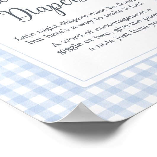 Klassieke Blauwe Gingham Late Night Luiers Poster (Hoek)