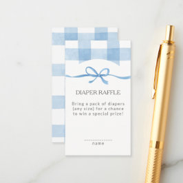Klassieke Blauwe Gingham Luierloterij Baby Shower Informatiekaartje