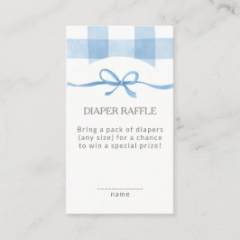 Klassieke Blauwe Gingham Luierloterij Baby Shower Informatiekaartje