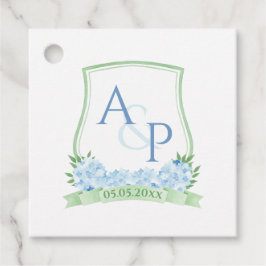 Klassieke blauwe groene Waterverf Floral Wedding C Bedankjes Labels