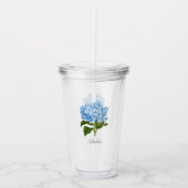 Klassieke blauwe hortensia bloem met naam acryl drinkbeker (Voorkant)