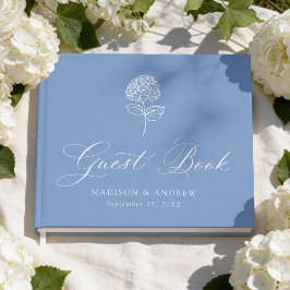 Klassieke Blauwe Hortensia Bruiloft Gastenboek
