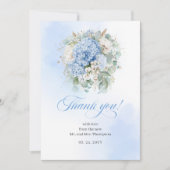 Klassieke blauwe hortensia eucalyptus dankkaart bedankkaart (Voorkant)