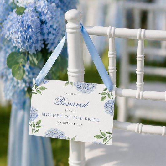 Klassieke Blauwe Hortensia Huwelijks Stoelkaart Kaart