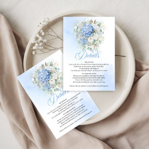 Klassieke Blauwe Hortensia Huwelijksdetailkaart RSVP Kaartje