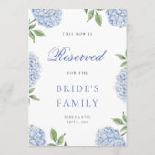 Klassieke Blauwe Hortensia Rand Gereserveerde Rij  Kaart (Achterkant)