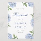 Klassieke Blauwe Hortensia Rand Gereserveerde Rij  Kaart (Voorkant)