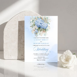 Klassieke Blauwe Hortensia Watercolor Trouwuitnodi Kaart