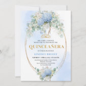 Klassieke Blauwe Hortensia's Eucalyptus Quince Uit Kaart (Voorkant)