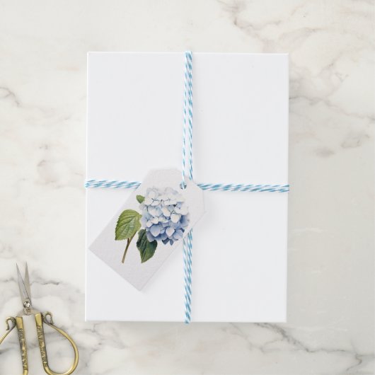 Klassieke blauwe Hydrangea gepersonaliseerd Cadeaulabel (Met Touw)