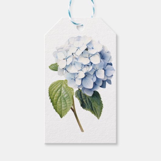 Klassieke blauwe Hydrangea gepersonaliseerd Cadeaulabel (Voorkant)