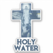 Klassieke Blauwe Jezus Kruis Christendom Heilige W Sticker (Voorkant)