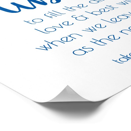 Klassieke blauwe kalligrafie | Bubble Send-Off Wed Poster (Hoek)