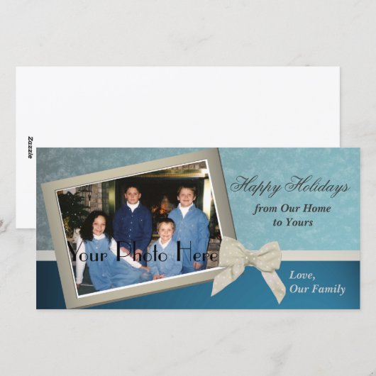 Klassieke blauwe kerstgroeten feestdagenkaart (Voorkant / Achterkant)