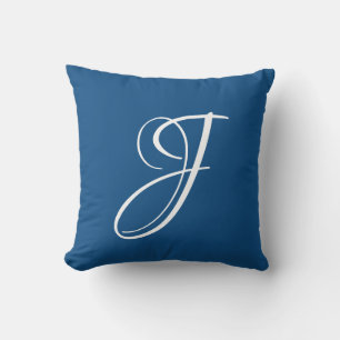 Klassieke Blauwe Letter J Monogram Beginletter Op Kussen