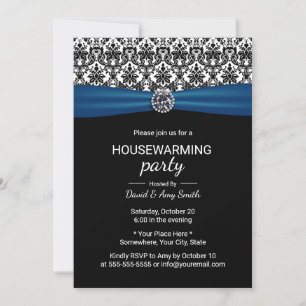 Klassieke blauwe lint & Damask van de opwarmingspa Kaart
