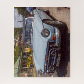 Klassieke blauwe MGB roadster sportauto. Legpuzzel (Verticaal)