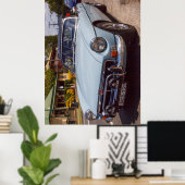 Klassieke blauwe MGB roadster sportauto. Poster (Thuiskantoor)