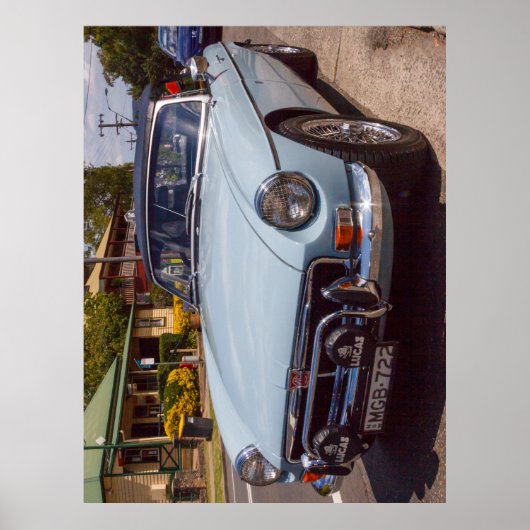 Klassieke blauwe MGB roadster sportauto. Poster (Voorkant)