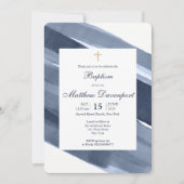 Klassieke Blauwe moderne Doopuitnodiging Kaart (Voorkant)