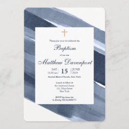 Klassieke Blauwe moderne Doopuitnodiging Kaart