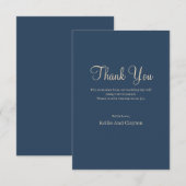 Klassieke blauwe moderne minimalistische bruiloft bedankkaart (Voorkant / Achterkant)