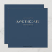 Klassieke blauwe moderne minimalistische bruiloft save the date (Voorkant / Achterkant)