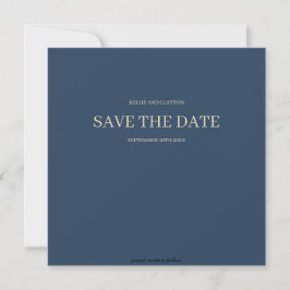 Klassieke blauwe moderne minimalistische bruiloft save the date