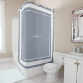 Klassieke blauwe monogram handtekening Shower Curt Douchegordijn (In situ)