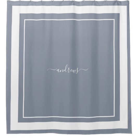 Klassieke blauwe monogram handtekening Shower Curt Douchegordijn (Voorkant)