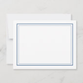 Klassieke blauwe monogram rand briefpapier notitiekaartje (Achterkant)
