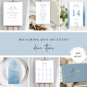Klassieke, blauwe monogram Waterverf Wedding Progr
