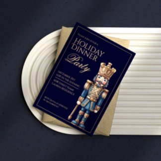 Klassieke blauwe notenkraker kerst uitnodiging