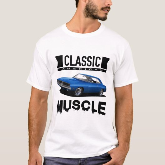Klassieke blauwe oplader t-shirt (Voorkant)