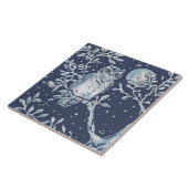Klassieke Blauwe  Owl, Forest Night Art Tegeltje (Zijkant)