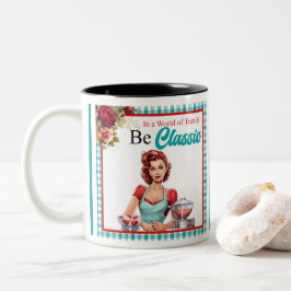 Klassieke Blauwe Pinup Bachelorette Tweekleurige Koffiemok
