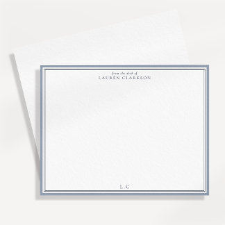 Klassieke blauwe rand monogram briefkaart