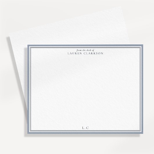 Klassieke blauwe rand monogram briefkaart