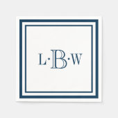 Klassieke blauwe rand monogram servetten (Voorkant)