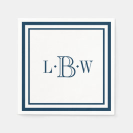 Klassieke blauwe rand monogram servetten