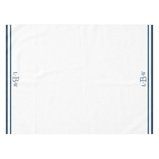 Klassieke blauwe rand monogram tafelkleed (Voorkant (Horizontaal))