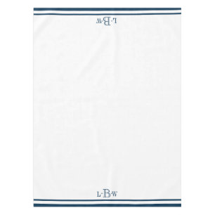 Klassieke blauwe rand monogram tafelkleed