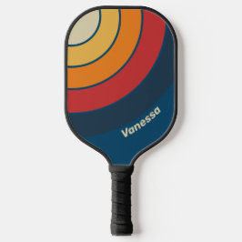 Klassieke Blauwe Regenboog Cirkel Streep met Naam Pickleball Paddle