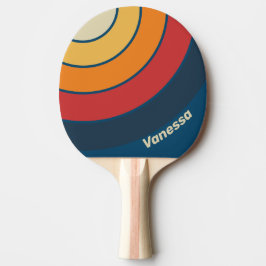 Klassieke Blauwe Regenboog Cirkel Streep met Naam Tafeltennisbatje