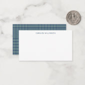 Klassieke blauwe Retro Glen Pset Aangepaste naam Notitiekaartje (Voorkant / Achterkant in situ)