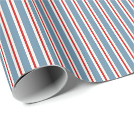 Klassieke blauwe rode tikkerende strepen cadeaupapier